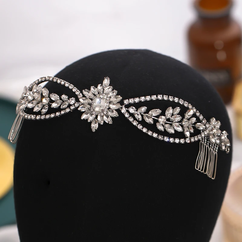 Bridal Hair Comb silve handmade headdress gold super Fairy Big Girl Rhinestone crown crystal hair hoop Wedding Hair Accessories image 6