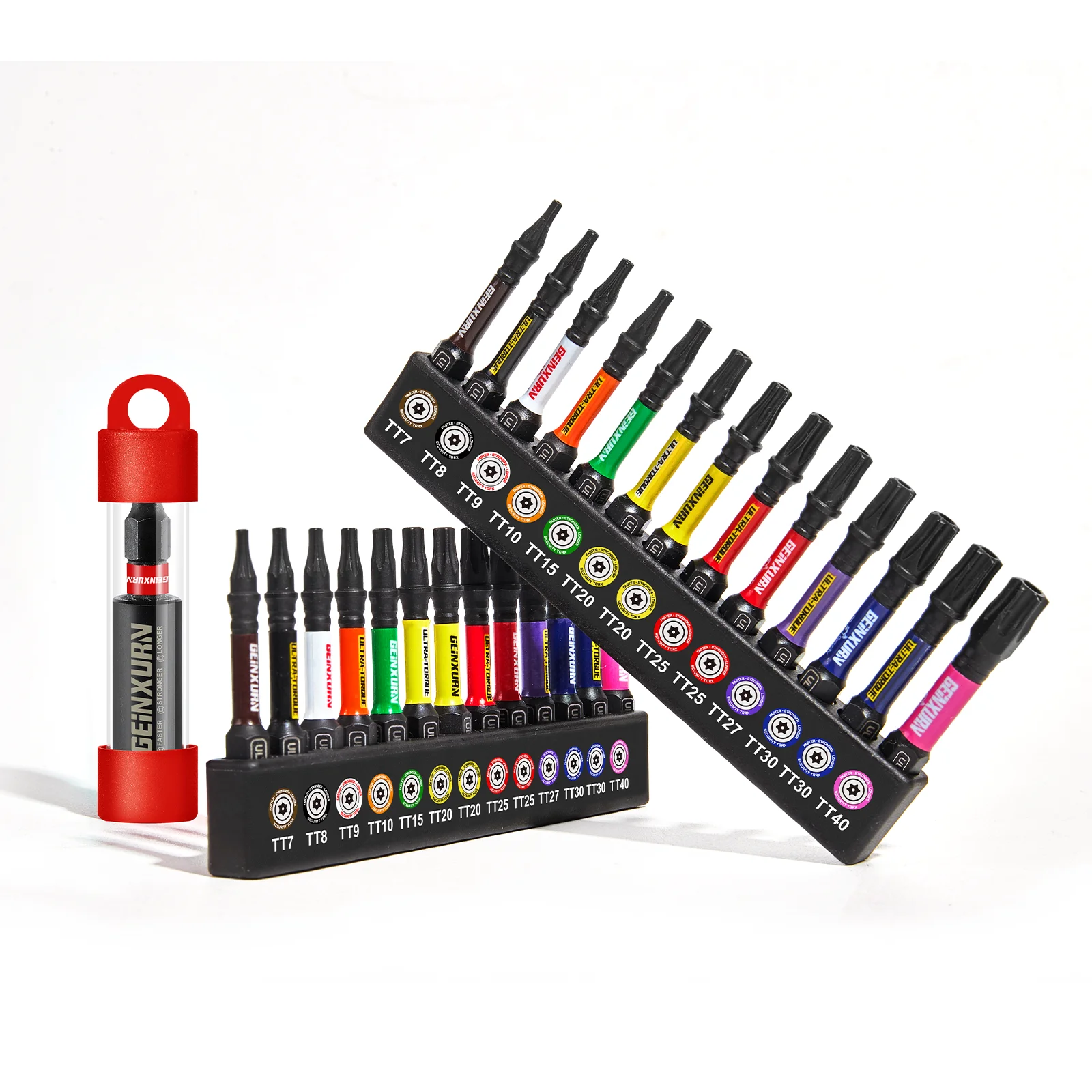 

Набор ударных бит Geinxurn Ultra Security Torx 2 дюйма (TT7-TT40), сталь S2 с держателем бит 2,36 дюйма и органайзером для хранения долговечности