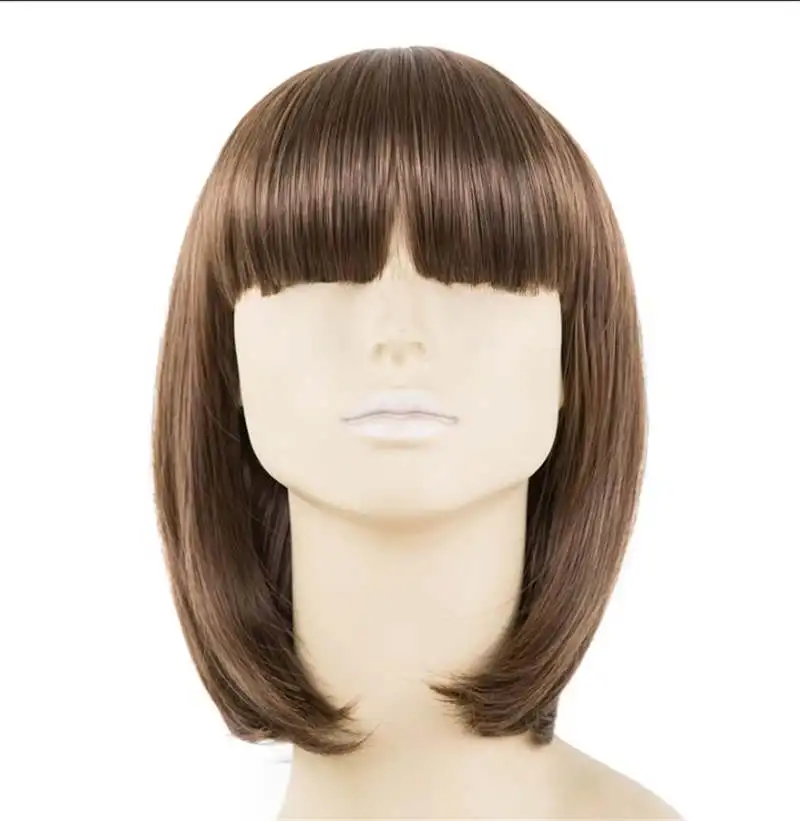 Fei-Show Blonde Wig Fei-Show Synthetic Heat Resistant Fiber Bangs Short Wavy Bob Hair High Temperature Women Carnival Hairpiece