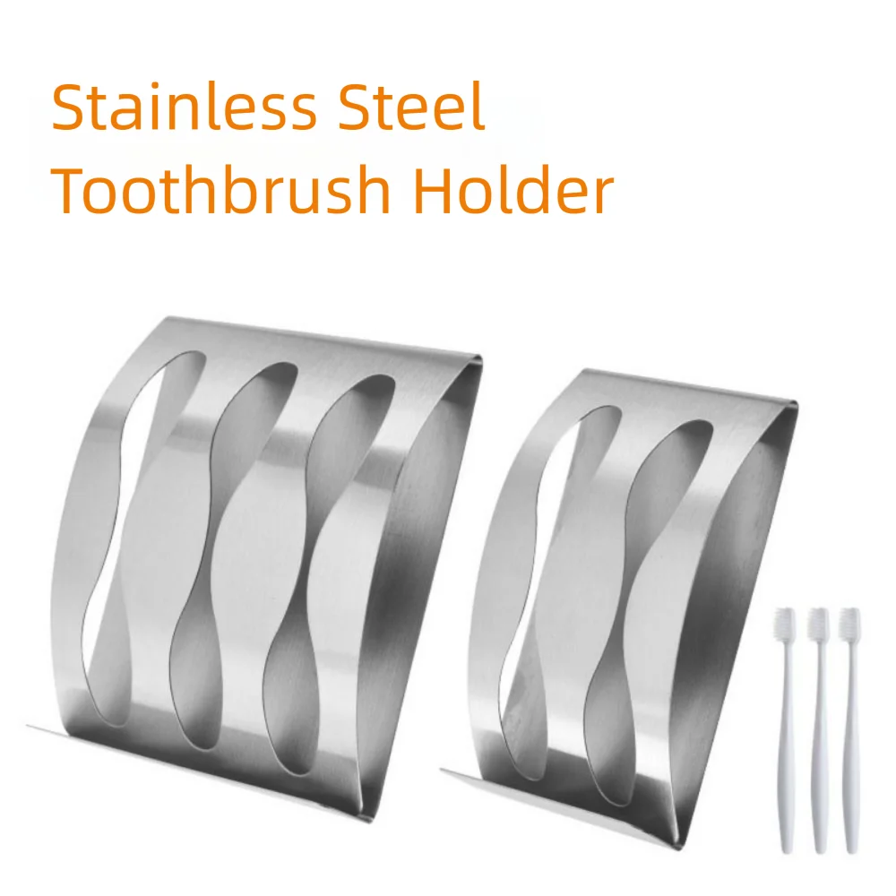 

Self-Adhesive Wall Mounted Toothbrush Holder Two/Three Hole Design Rust-proof Hanging Toothbrush Rack Space Saving Waterproof