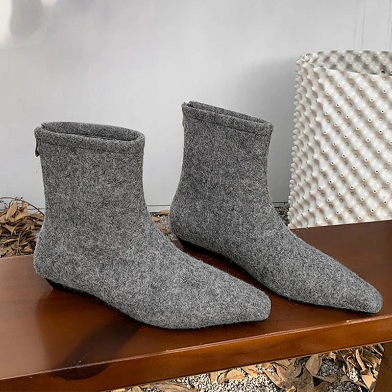 

Женские ботильоны на плоской подошве, модные замшевые туфли с острым носком, зимние ботинки челси 2024, новое элегантное роскошное вечернее платье Mujer Botas