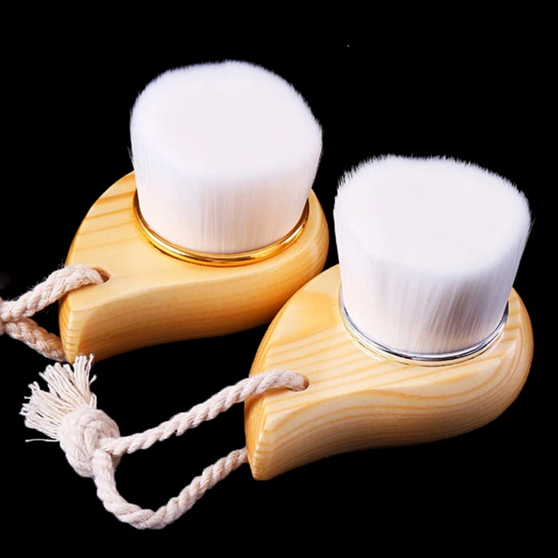 Blackhead Deep Cleaner Beauty Facial Massage Brush Facial Care Wooden Handle Facial Cleansing Brush Soft Fiber Hair Exfoliating