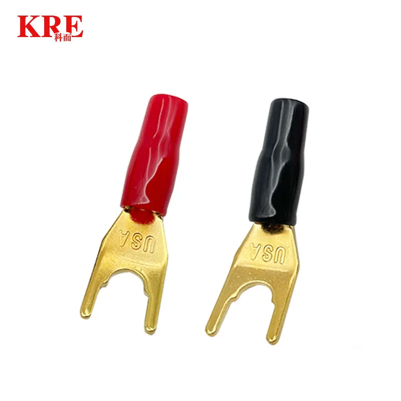 20Pcs/4Pairs Y/U Spade Banana Connectors Gold Plated Solderless Fork Speaker Banana Plug Adapter