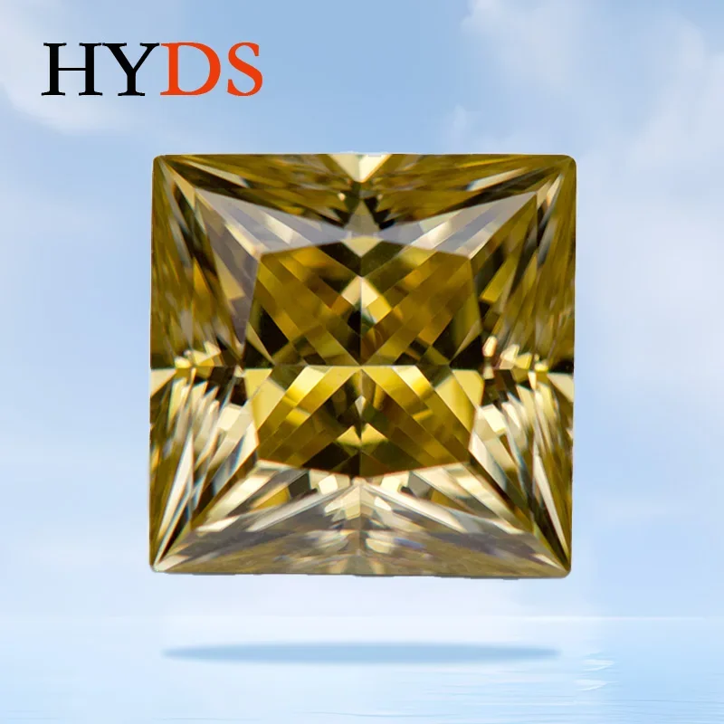 

Moissanite Stone Gemstone Lemon Yellow Color VVS1 Princess Cut for Charms Beads Jewelry DIY Making Material with GRA Certificae