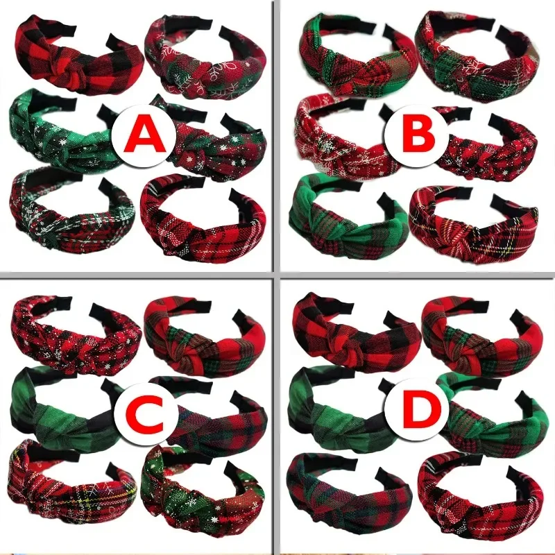 Boże Narodzenie wiązane opaski na głowę w kratę Turban z zielonymi wąsami szeroka opaska St. dzień patricka dla kobiet dziewczęce akcesoria do włosów
