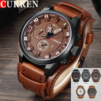 CURREN Watch Men Waterproof Calendar Sport Military Male Clock Top Brand Luxury Big Dial Origianl Leather Band Wristwatch 8225