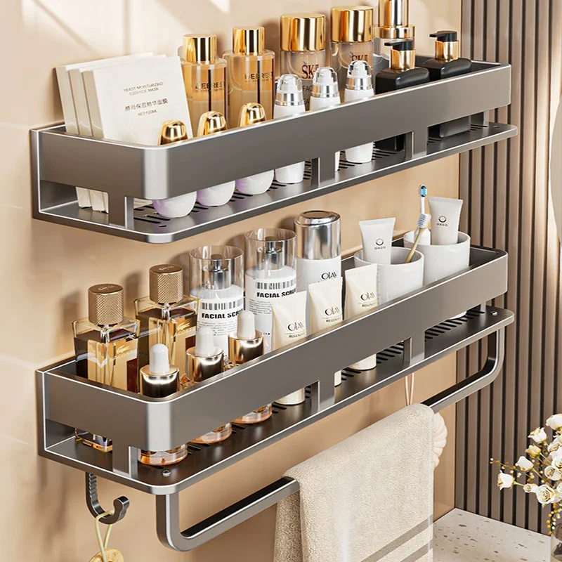 Bathroom Shelf Shelves Shampoo Makeup Storage Holder Kitchen Organizer Rack Wall Mounted Bathroom storage Shower shelves Racks