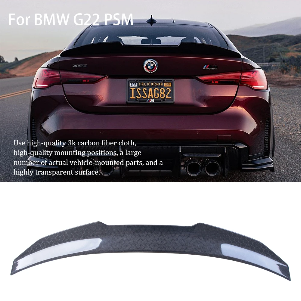 

For BMW 4 Series G22 Coupe/M4 G82 PSM Style Honeycomb carbon fiber Rear Spoiler Trunk wing 2020-2025