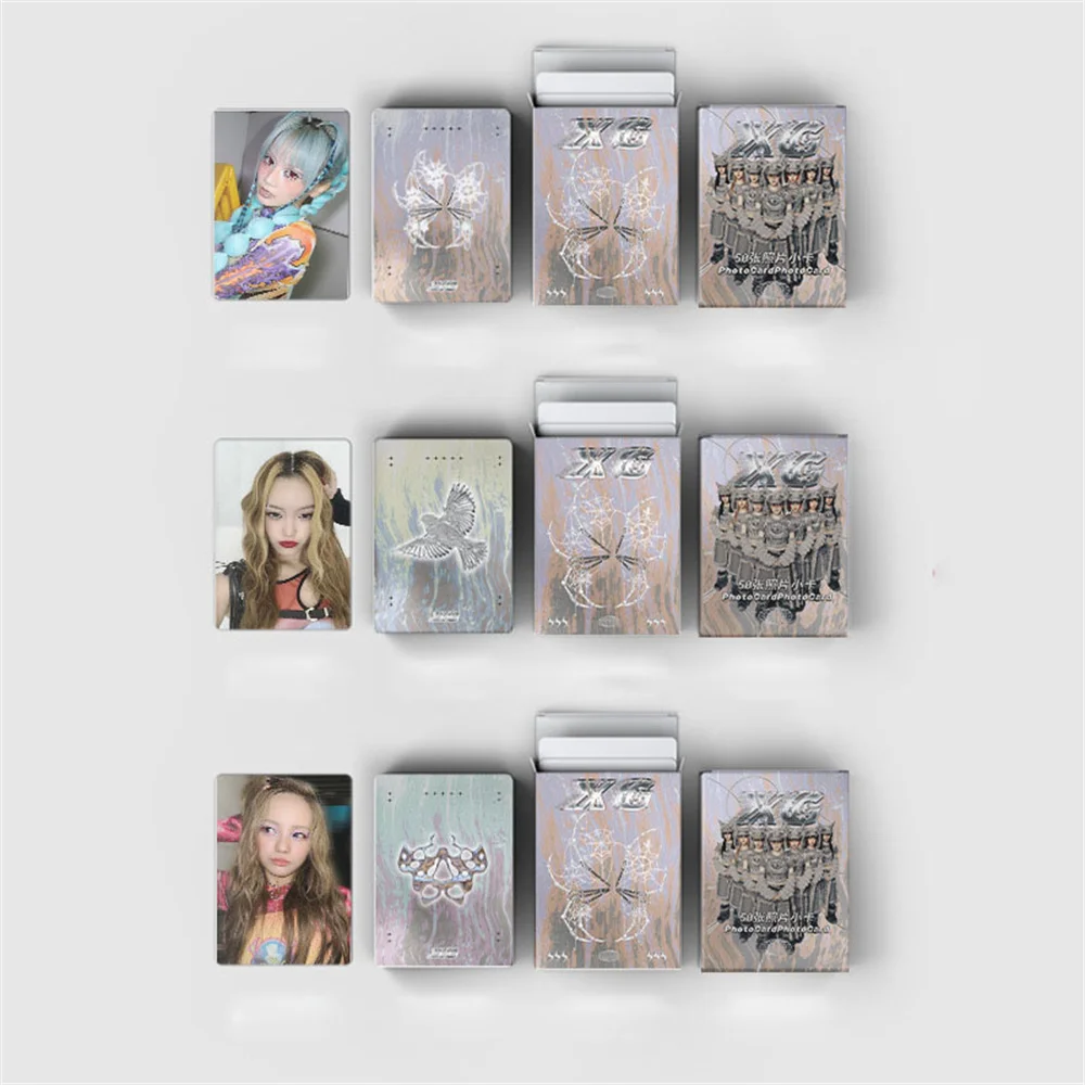 50pcs/Set Kpop XG Laser Boxed Card High Quality HD Photo Self-printed Photo Card Korean Style Coated Selfie Collection LOMO Card