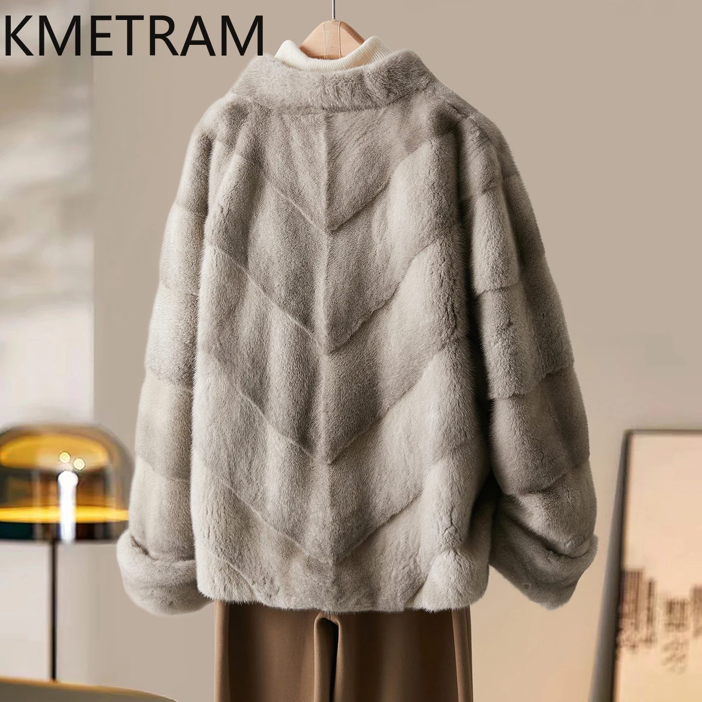 سترة KMETRAM 100% من فرو المنك الطبيعي بالكامل للنساء برقبة على شكل حرف v معطف فرو منك حقيقي شتاء جديد في ملابس خارجية ملابس نسائية 2025 Fourrure #2