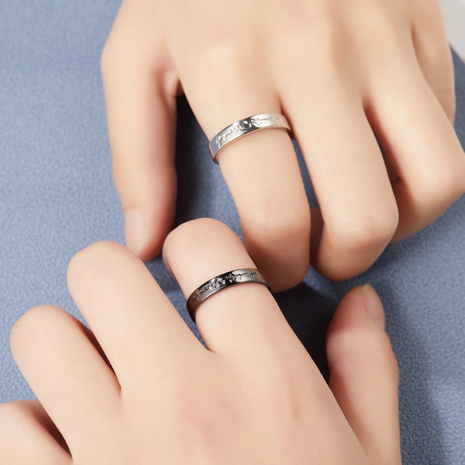 Klassischer offener Paarring mit Sonne und Mond für Damen und Herren, romantisch, schwarz, weiß, passender Fingerring-Set, Schmuck, Hochzeitstag, Geschenke – Detail 30