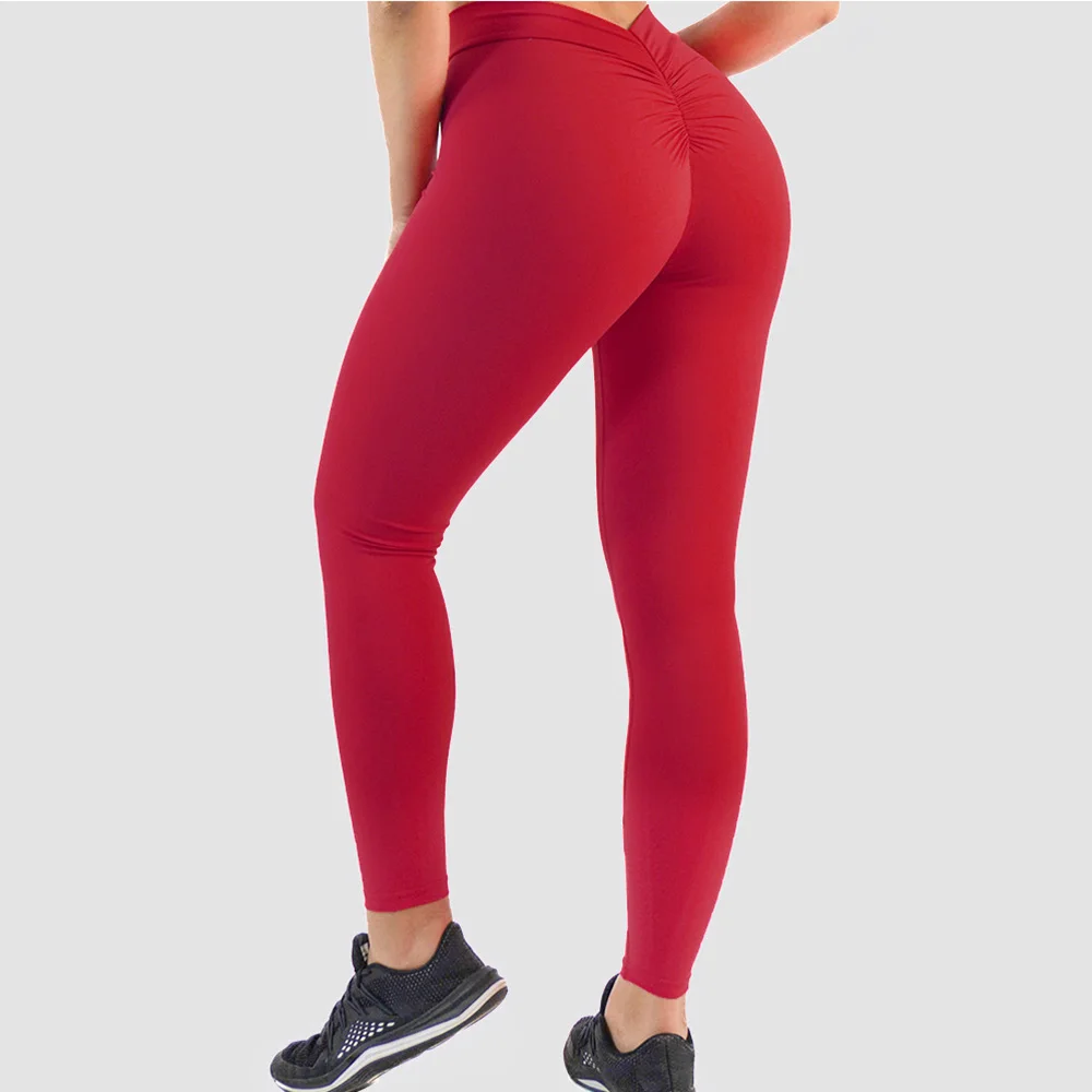 V Back Leggings For Women Buttery Soft Scrunch Butt Lifting Gym Workout Leggings High Waist Yoga Pants