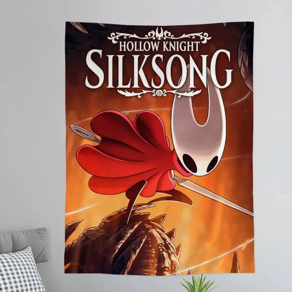 Popular Hot Hollow Knight Silksong-Cool Cartoon Tapestry Art Science Fiction Room Home Decor Wall Hanging Sheets