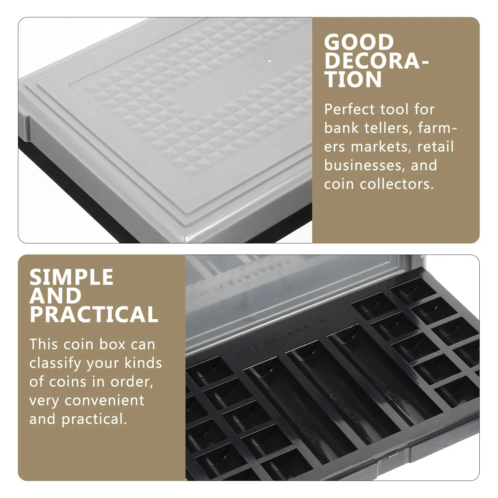 Plastic Coin Storage Box Daily Use Reusable Container Bank Tellers Farmers Markets Retail Businesses Coin Collectors Stable