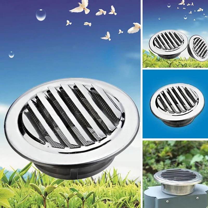 Stainless Steel Air Cap Flat Hood Exhaust Pipe External Wall Ventilation Exhaust Vent Outdoor Windshield Outlet