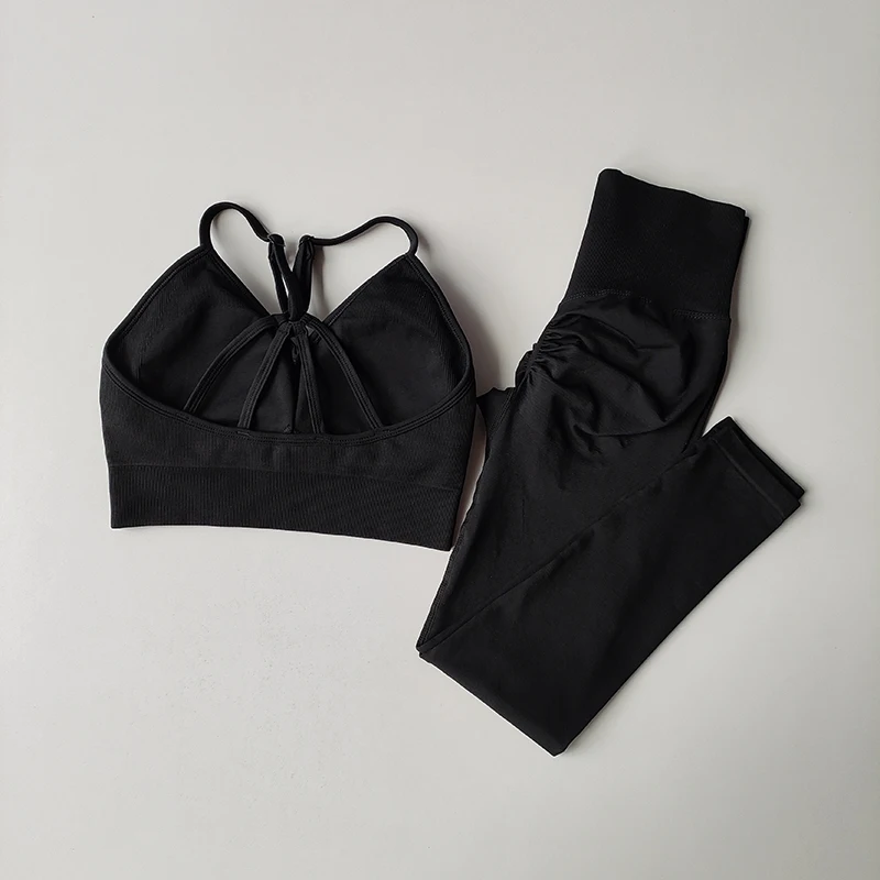 2-teiliges Damen-Sport-BH-Yoga-Set, schnelltrocknend, hüftformend, Fitness-Gym-Workout-Set, Leggings-Set, Sportbekleidungs-Set – Detail 10
