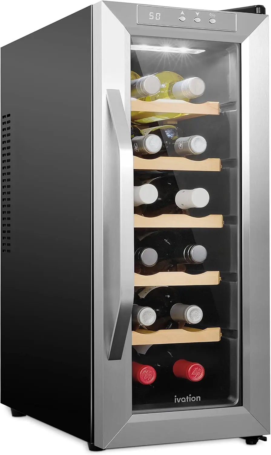 Wine Cooler/Chiller - Stainless Steel - Counter Top Red & White Wine Cellar w/Digital Temperature, Freestanding Refrigerator Smo