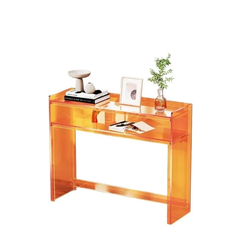 Acrylic orange dressing table light luxury high-end makeup table cream style