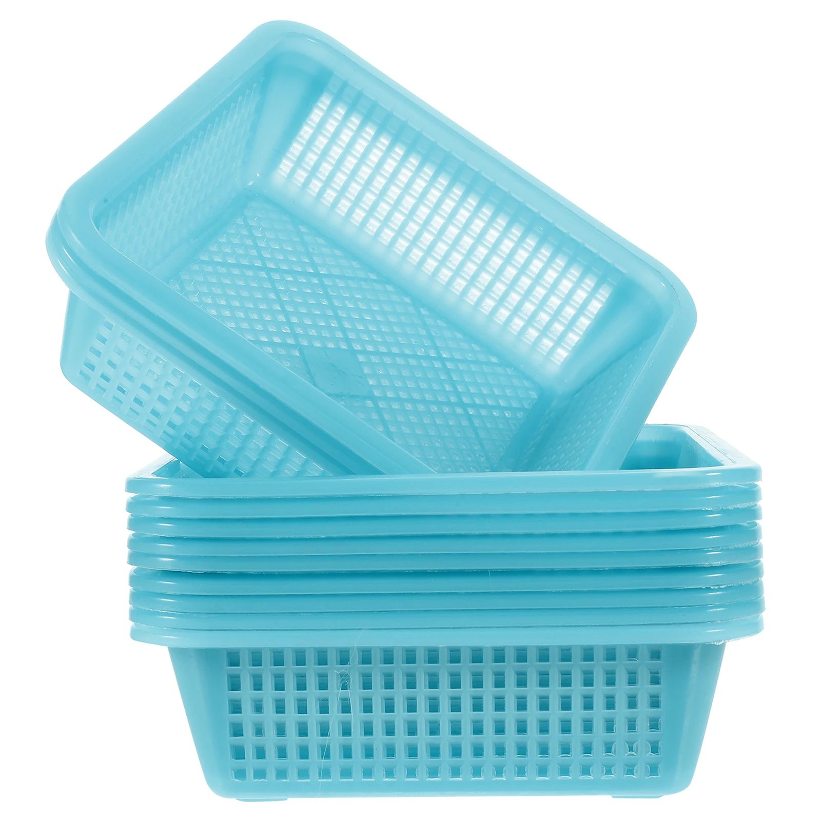 

12 Pcs Perforated Storage Basket Square Plastic Bin Office Drawer Shelf Stationery Organizer Countertop Tray Desk Supplies