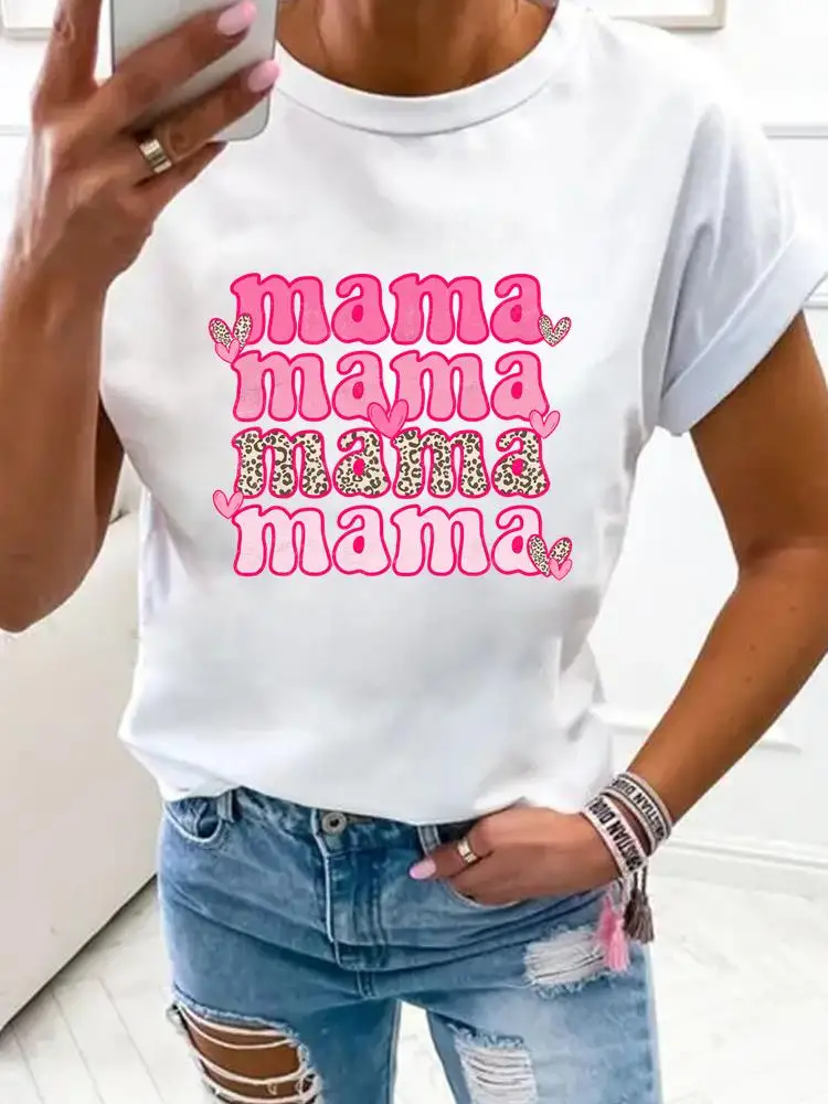 

Flower Mom Mama Trend Women Fashion Clothes Print T Shirt Clothing Summer Basic Top Short Sleeve Tee Graphic T-shirts