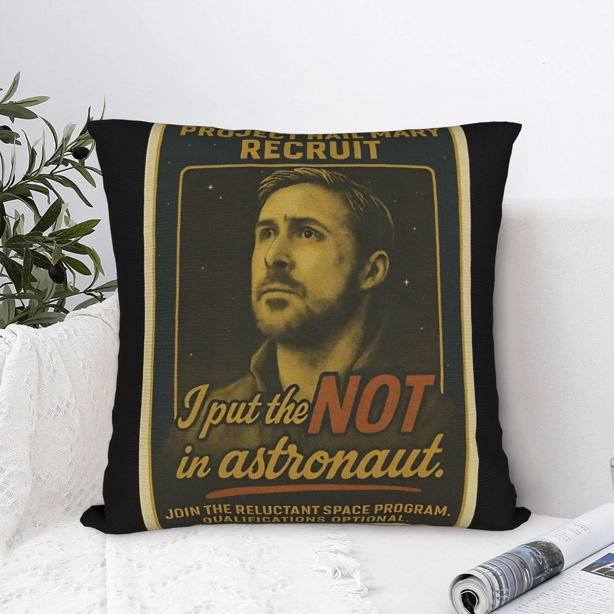 Project Hail Mary Recruit Retro Poster Pillowcases  Novelty Pillow Case For Living Room Sofa Square Pillow Cover