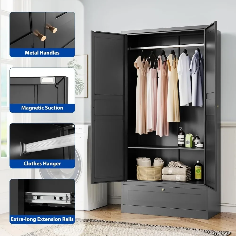 Metal Armoire Wardr…