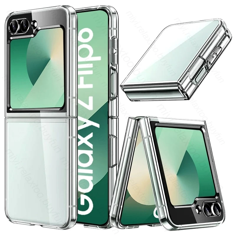 Transparent Mobile Phone Case for Samsung Galaxy Z Flip6 5G HD Clear Hard PC Shockproof Cellphone Cover Samung Flip 6 Z6 ZFlip6