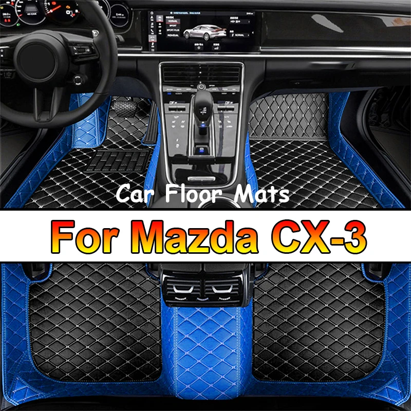 Car Floor Mats For Mazda CX-3 CX3 DK 2016~2022 Leather Luxury Mat Protective Rug Carpet Set Auto Interior Parts Car Accessories