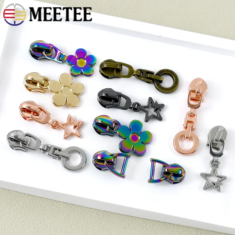 5/10/20/30Pcs Meetee 5# Nylon Zipper Sliders Pulls for Coil Zippers Tape Bag Purse Garment Zip Heads Repair Kits DIY Accessories