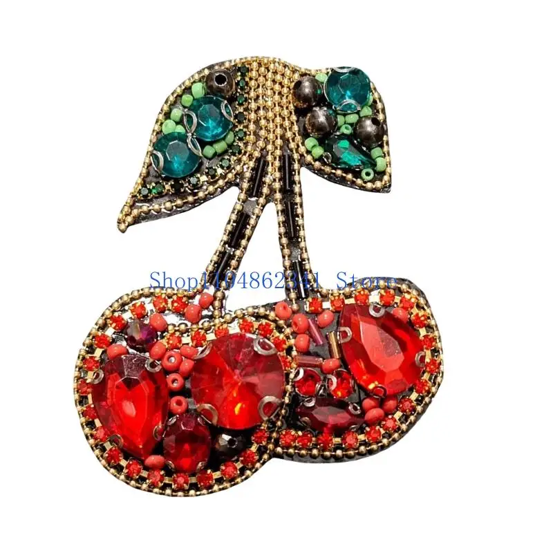 

5asd Unique Cherry Design Rhinestones Applique for Garment Bag Dressmaking Decoration