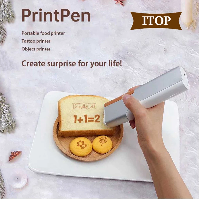 ITOP-Imprimante POP-S Café Latte Art, Imprimante Alimentaire Caramel, Téléchargement WIFI, Logo Personnalisé, Machine d'Impression de Motifs, Cartouche d'Encre Comestible