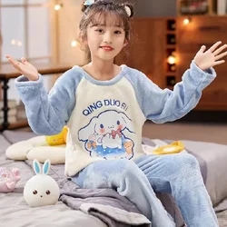 New cartoon Sanrio jade cinnamon dog pajamas winter flannel children's suit casual two-piece loungewear women's pajamas