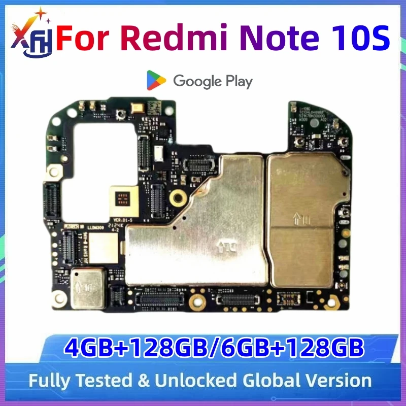 Motherboard for Xiaomi Redmi Note 10S, 128GB Global ROM, Logic Board, Original Mainboard with Full Chips