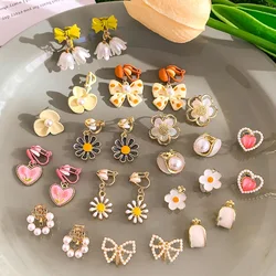 Cute Flower Ear Clip Without Ear Hole Summer Vitality Girl's New Simple and High-end Earrings Exquisite and Unique Ear Cilp