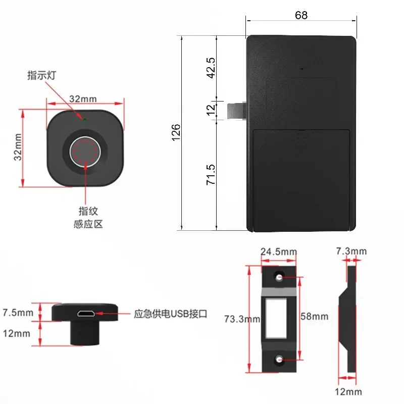 TTlock BLE APP فتح قفل بصمة الإصبع الذكي قفل درج البيومترية مع بصمة TTlock APP فتح قفل الباب الذكي