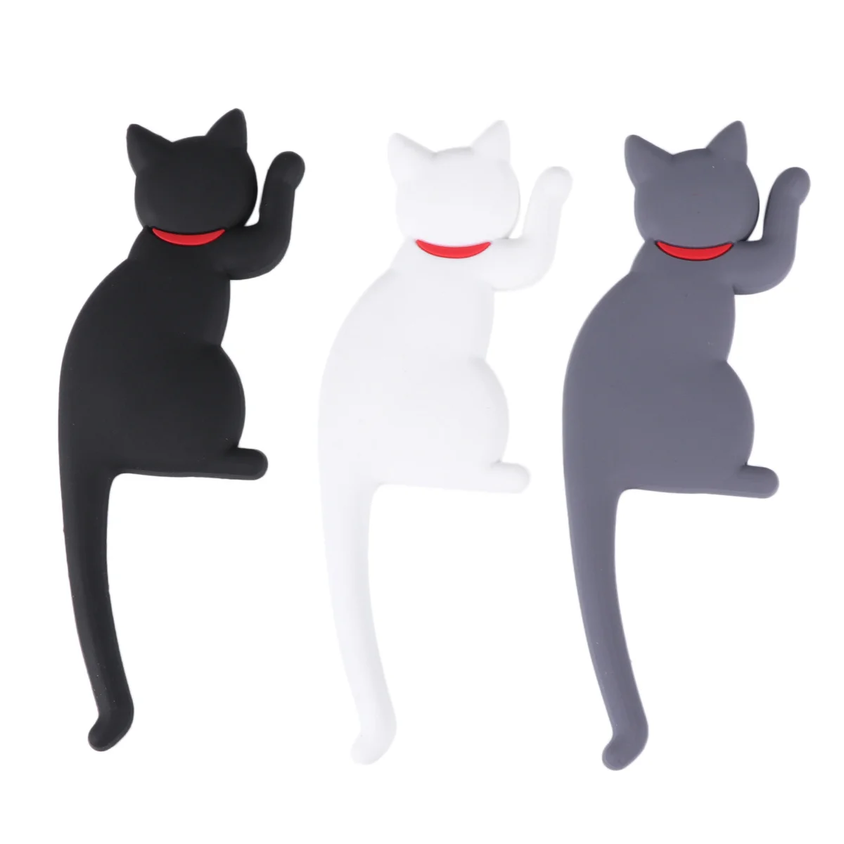 

3Pcs Magnetic Hook for Fridge Cute Cat Tail Hanger No Tools Required Hold Refrigerator Sticker Organizer Decal for Home