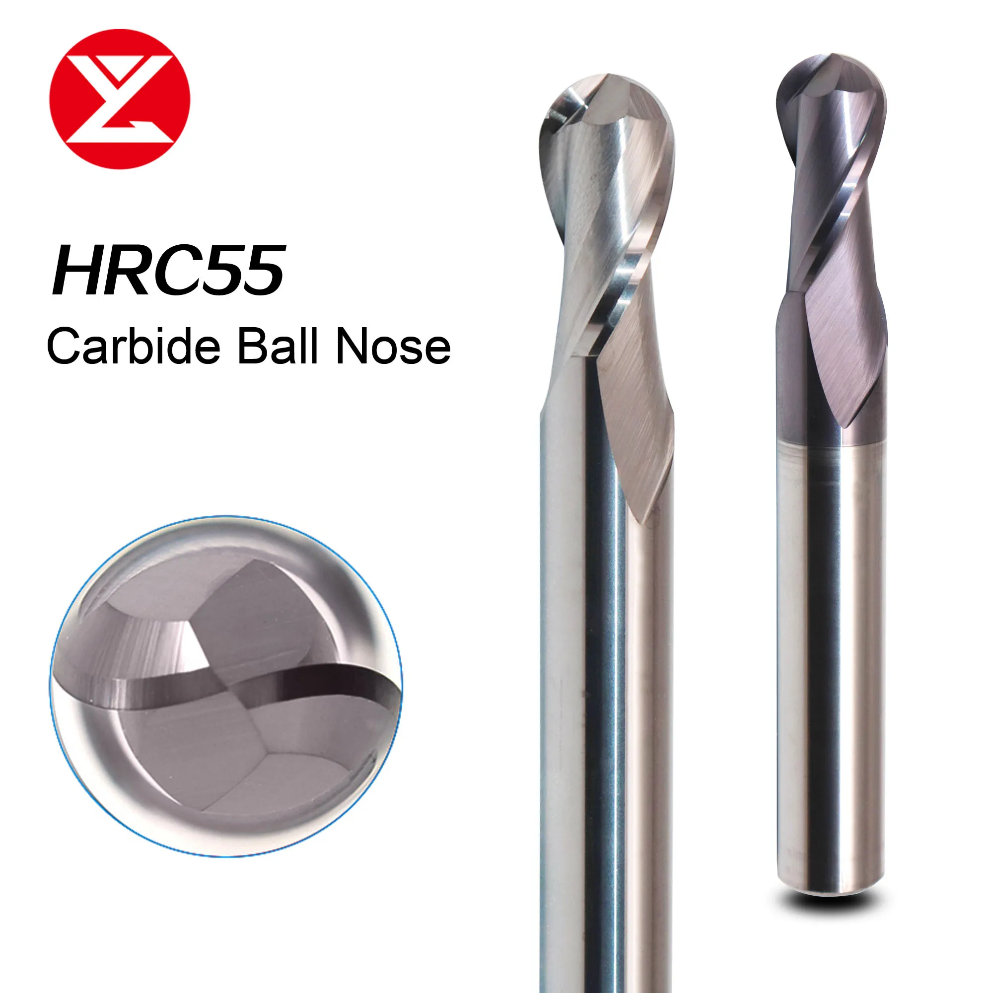 CNC HRC55 Tungsten Carbide Ball Nose Endmill R0.5~R6 For Aluminum,Steel,Stainless Steel Materail Router Milling Cutter Tool