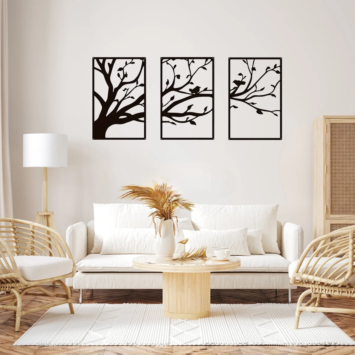 

HELLOYOUNG 3pcs/set Tree of Life Metal Wall Art Branches Home Decor Modern Wall Mounted Decor Sticker Mural Living Room Office D