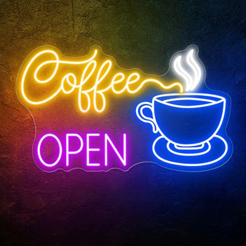 กาแฟเปิด Neon Sign Store เปิดกาแฟป้ายนีออนไฟในร่มและกลางแจ้งตกแต่งสบายๆสําหรับร้านกาแฟ Light ตกแต่ง