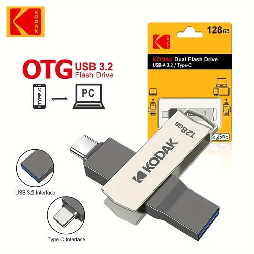 Kodak K273 Tipo-C Usb3.2 Unidad Usb Giratoria 32Gb 64Gb