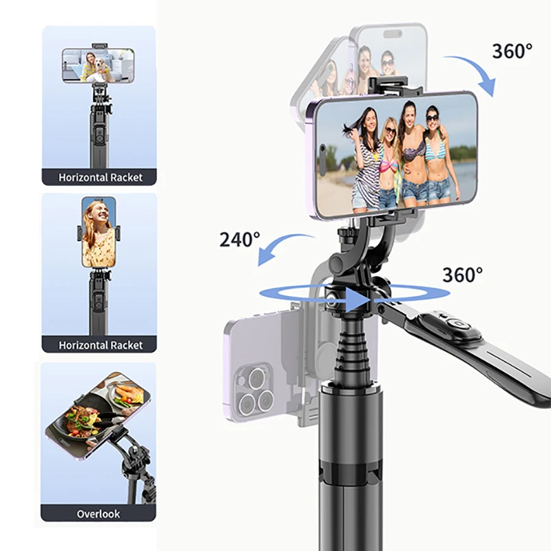 CYKE treppiede professionale in lega di alluminio asta selfie da 2 metri con maniglia di rotazione manuale a 360 gradi per riprese grandangolari C08