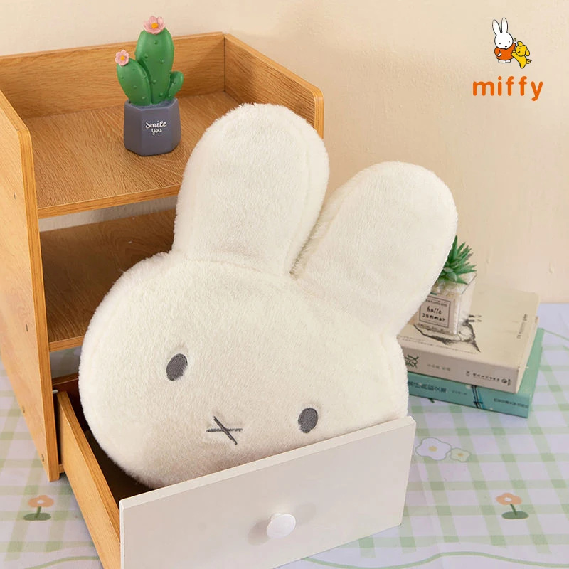 Kawaii Miffy Plüschpuppe Cartoon Weiß und Rosa Bequemes Wurfkissen Dopamin Flauschiges Stofftier Anime Zubehör Mädchen Geschenke