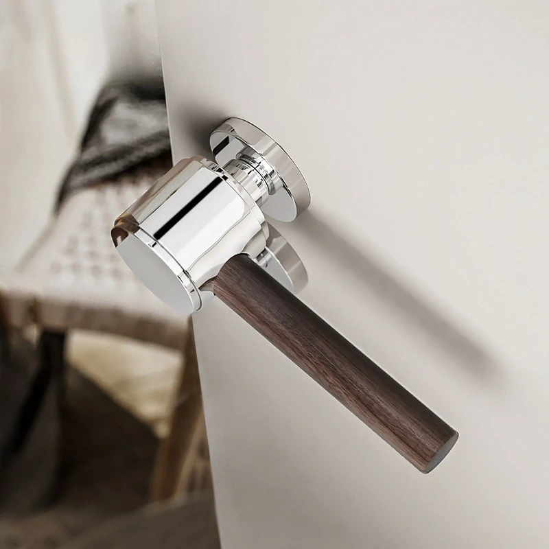 vintage-door-handle-magnetic-suction-silent-room-door-lock-handle-black-walnut-original-solid-wood-door-lock