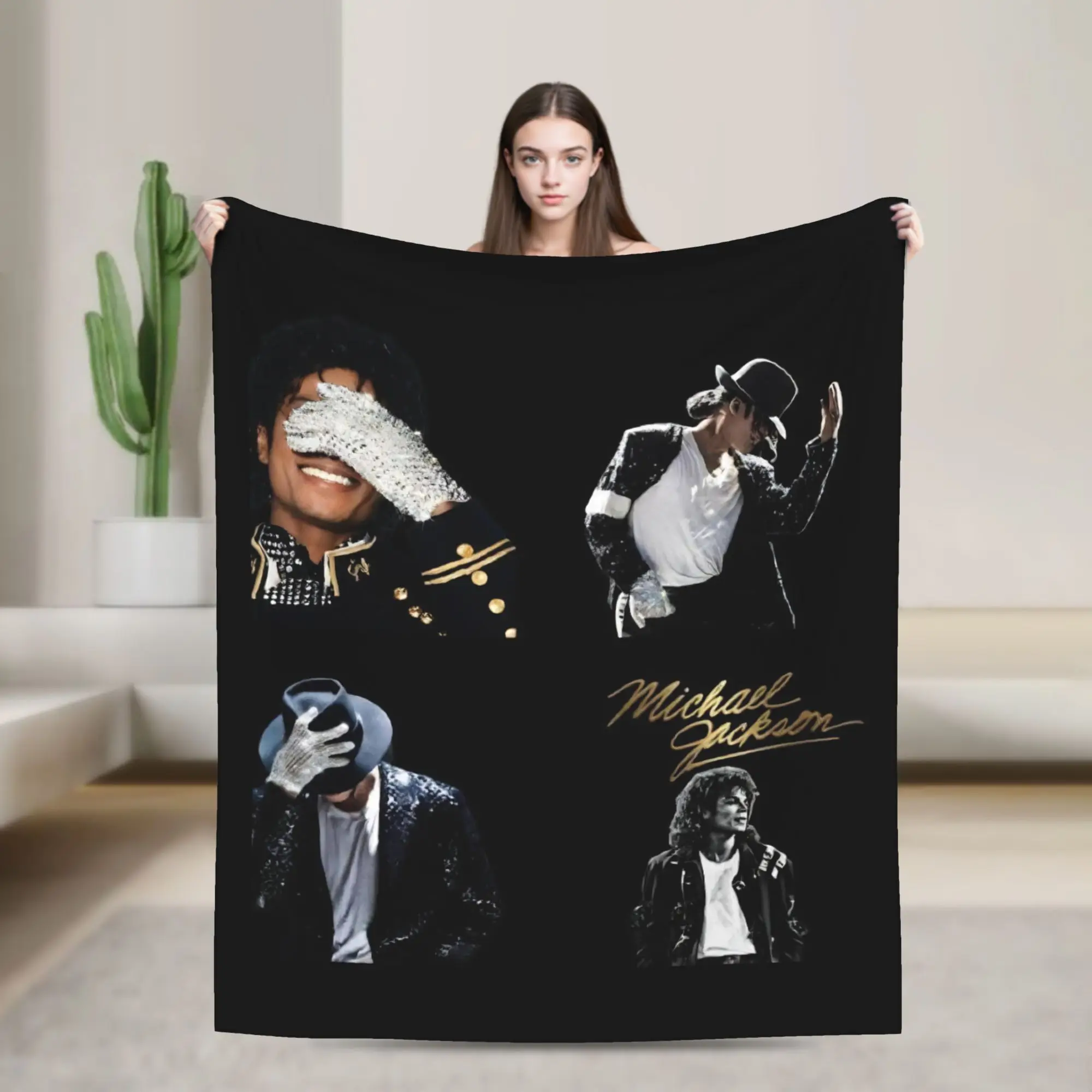 Michaels Jacksons Singer Pop Blanket Velvet Spring/Autumn  Multi-function Warm Throw Blankets for Home Outdoor Rug Piece