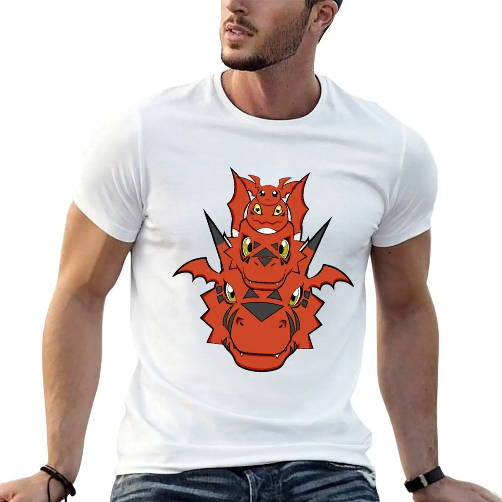 

custom Growlmon T-Shirt pack Guilmon Jyarimon Evolution Gigimon cotton t shirt t shirt print