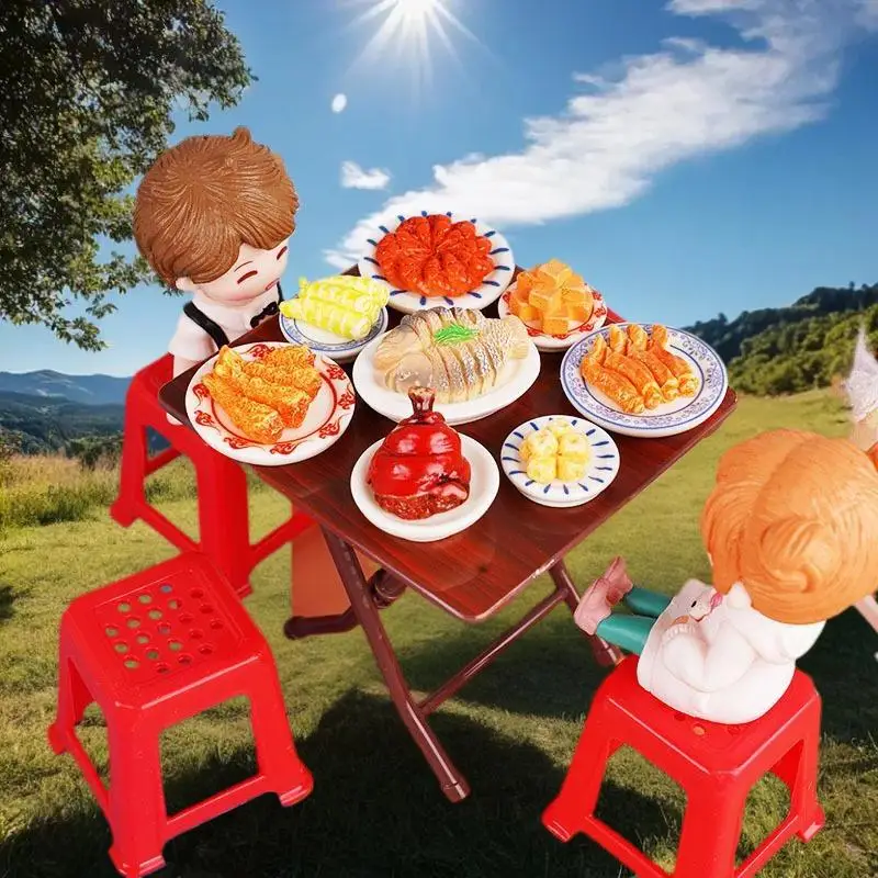 

1/12 Dollhouse Simulation Table Chairs Model Set Dollhouse Mini Furniture Decoration Dolls House Accessories Pretend Play Toy