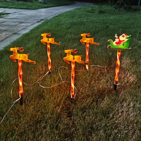 2024 Solar Powered Christmas Santa Sleigh and Reindeer Lawn Stake Decoration Set Oudoor Festive LED Lights Garden Wedding 811