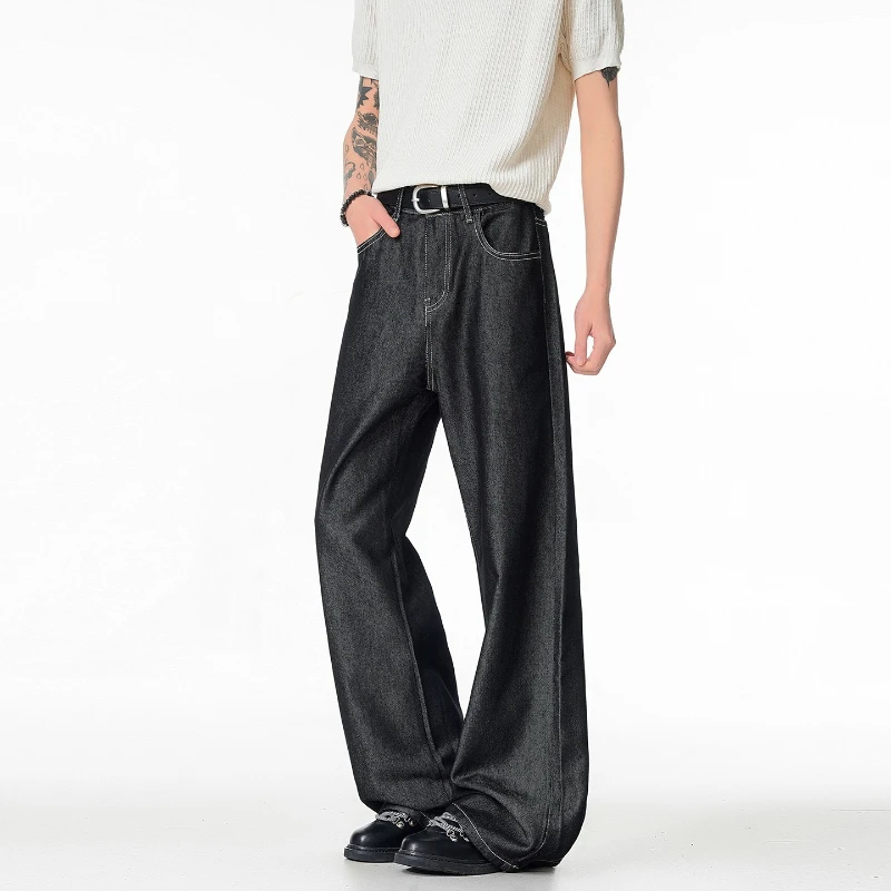 A-line Wide Leg Jeans Men's Straight Leg Loose Casual Commuting Design Sense