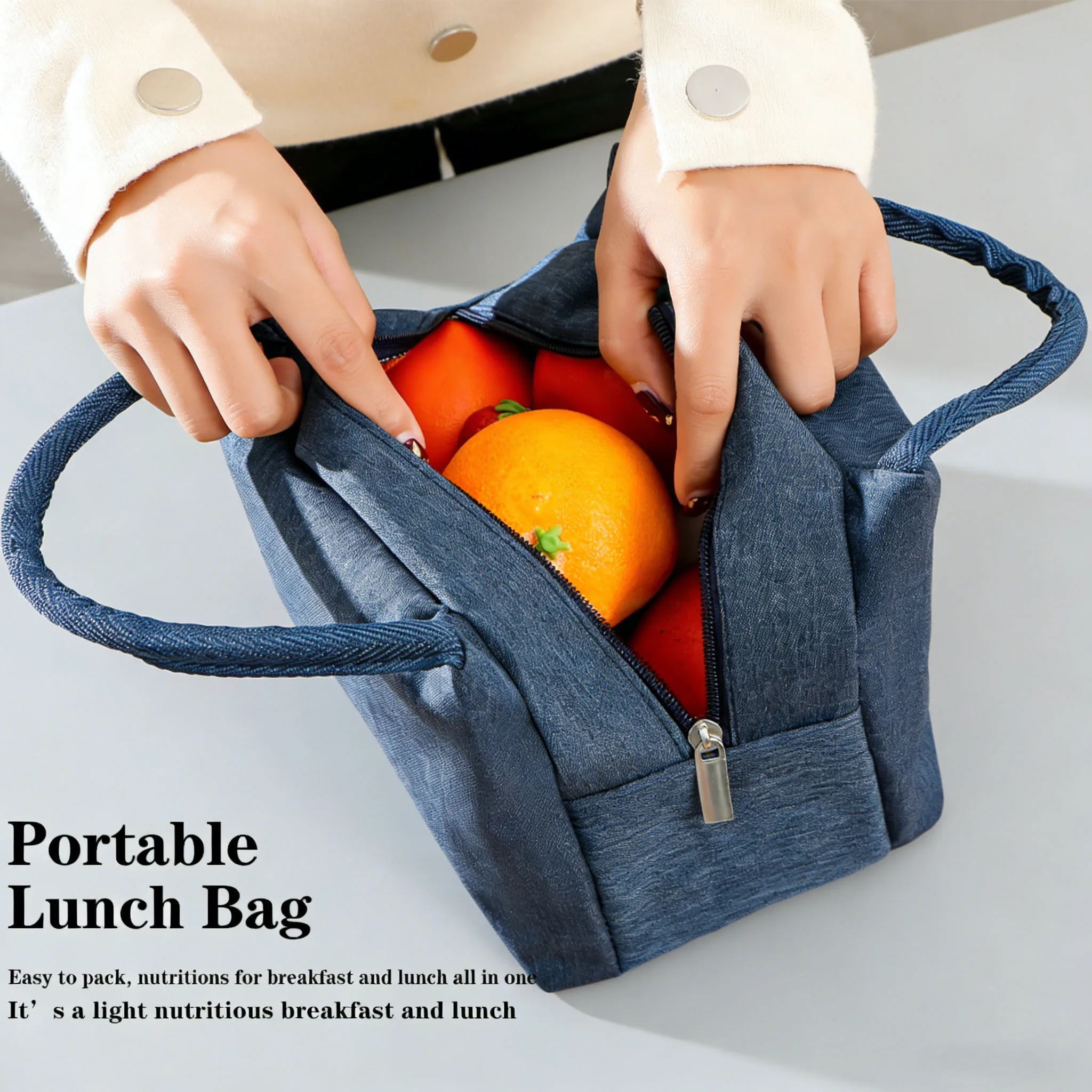 Aluminum Foil Insulated Lunch Bag, Thermal & Cold Resistant, Portable Tote for Work, School, Picnic, Keeps Food Fresh All Day, D