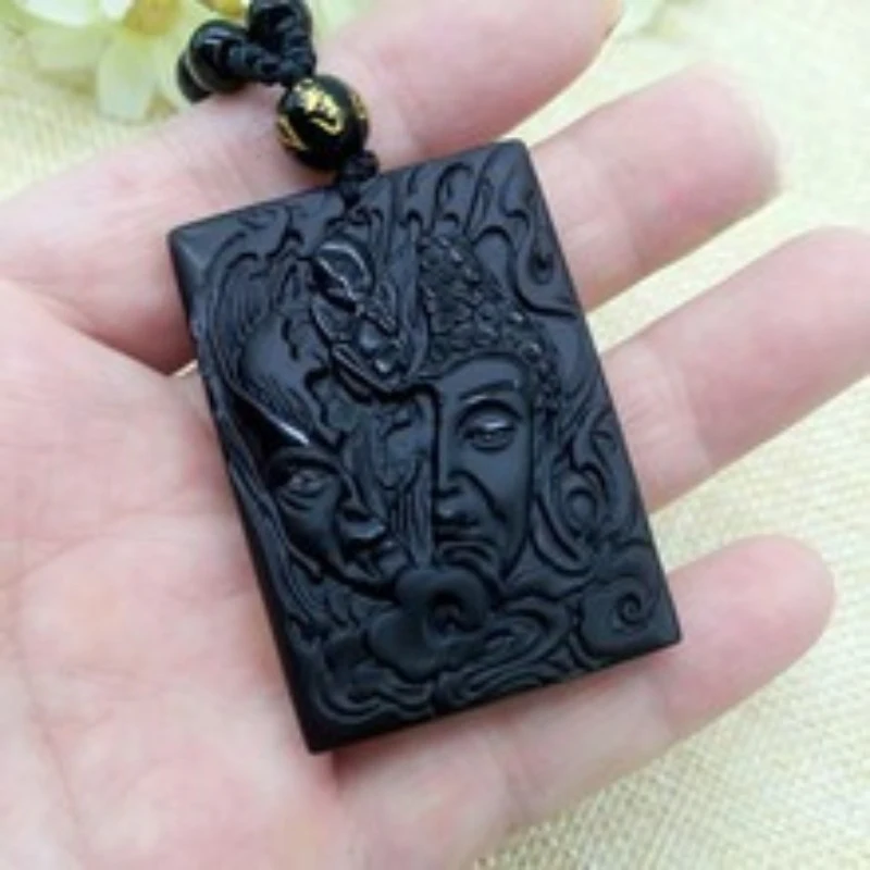 Obsidian Pendant: A Symbol of Harmony Between Good and Evil, Men's Necklace, Women's Protective Buddha P